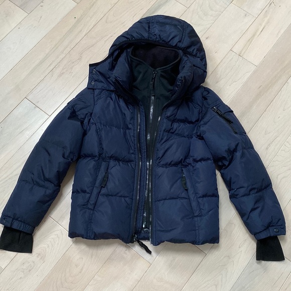 SAM girls navy hooded down puffer jacket